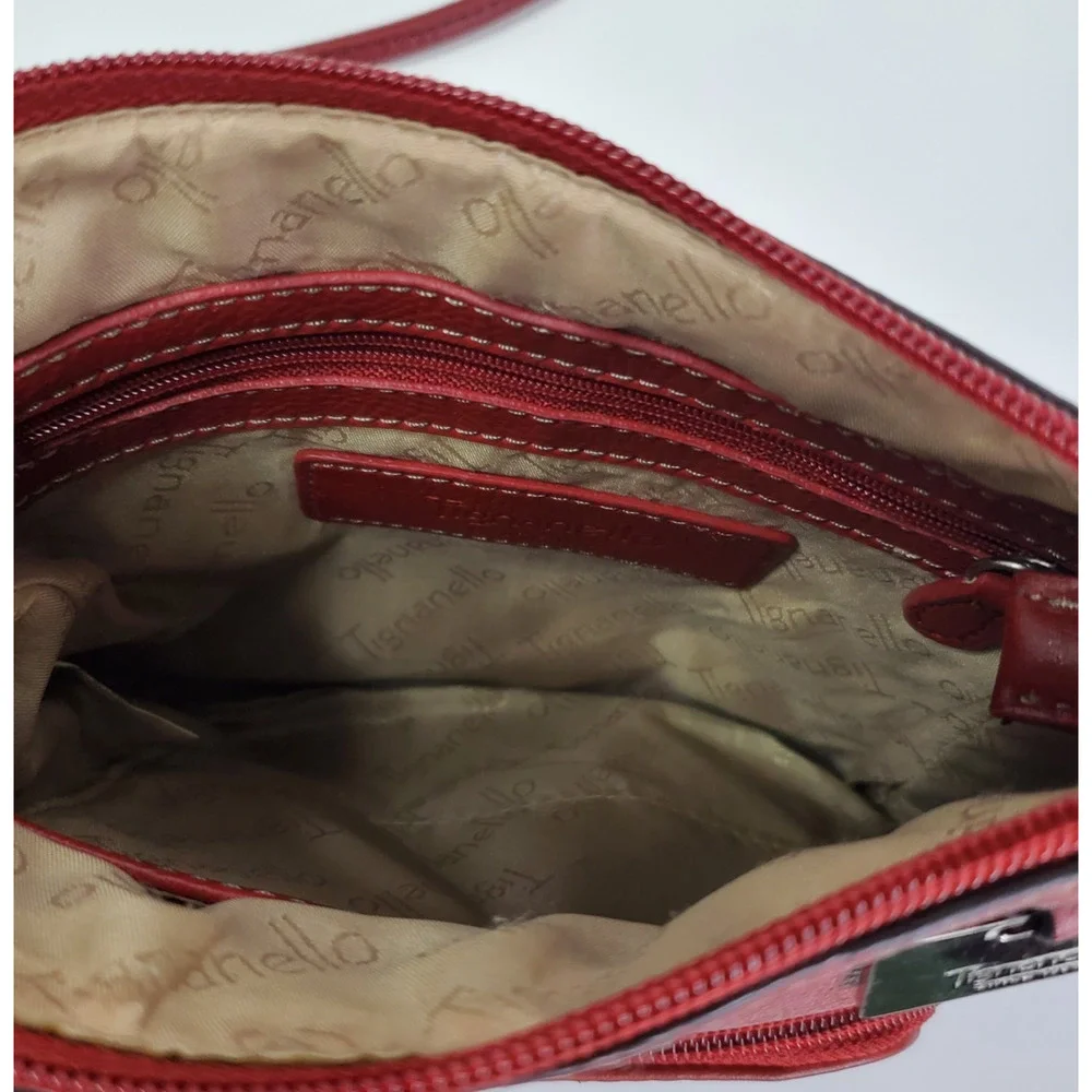 Tignanello Crossbody Handbag Women Red Small Purse Shoulder Bag